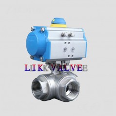 進(jìn)口不銹鋼氣動(dòng)三通球閥流向圖、尺寸表